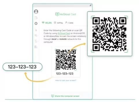 Mise en miroir d'Android vers un PC sans fil par scan d'un QR code
