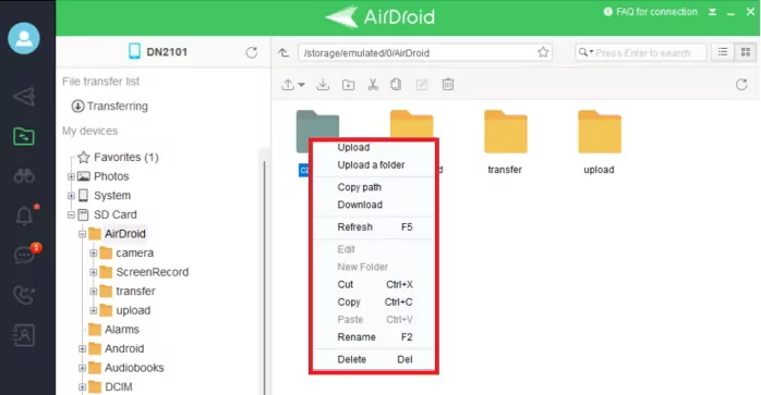 airdroid personal guide manage files