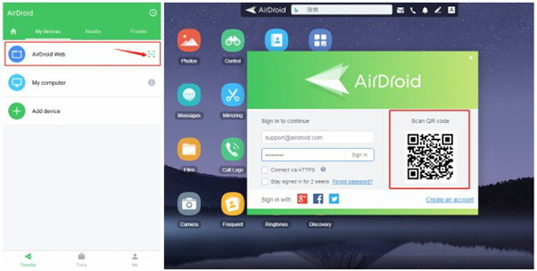 android remote control airdroid web login