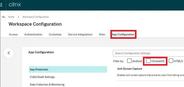 Citrix App Configuration
