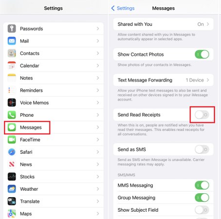 disable iMessage read receipts