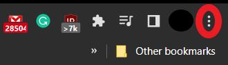 three dots on Chrome browser