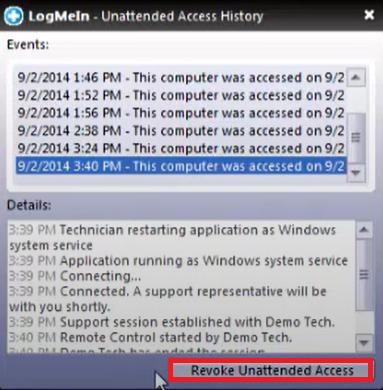 LogMeIn Revoke Unattended Access