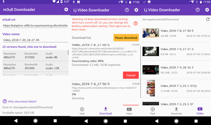 m3u8 to mp4 android