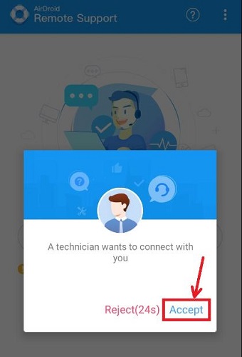 AirDroid Remote Support Accept connection