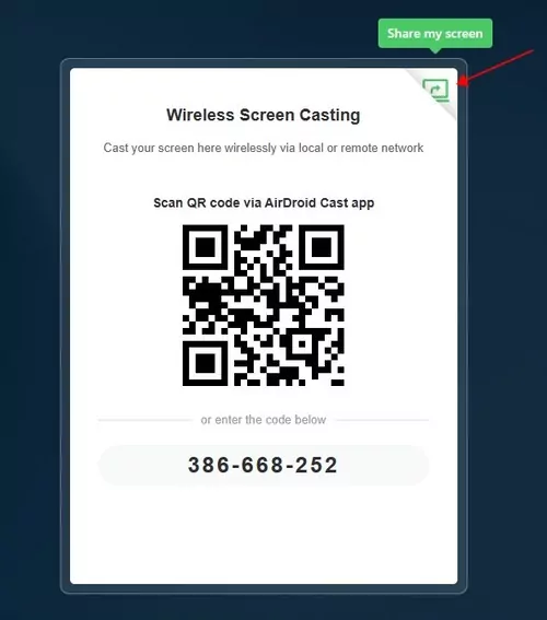 Share my screen on AirDroid Cast Web