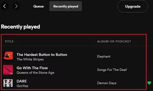 Spotify history on desktop