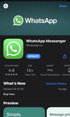 update whatsapp