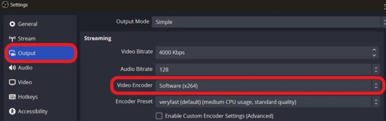 Video Encoder setting on OBS