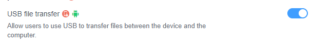 Set up the USB file transfer Policy 