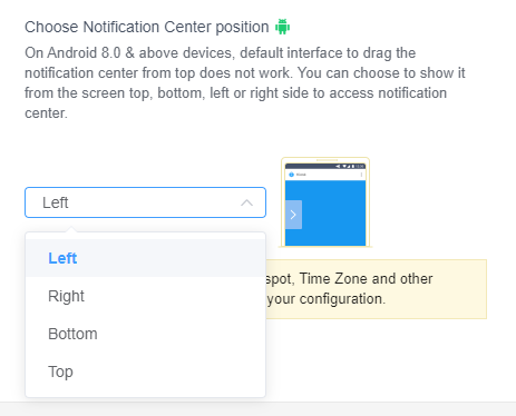 Choose notification Center position