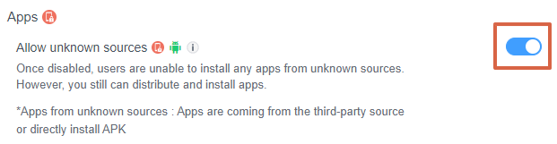 turn on the“Allow Unknown Sources” option