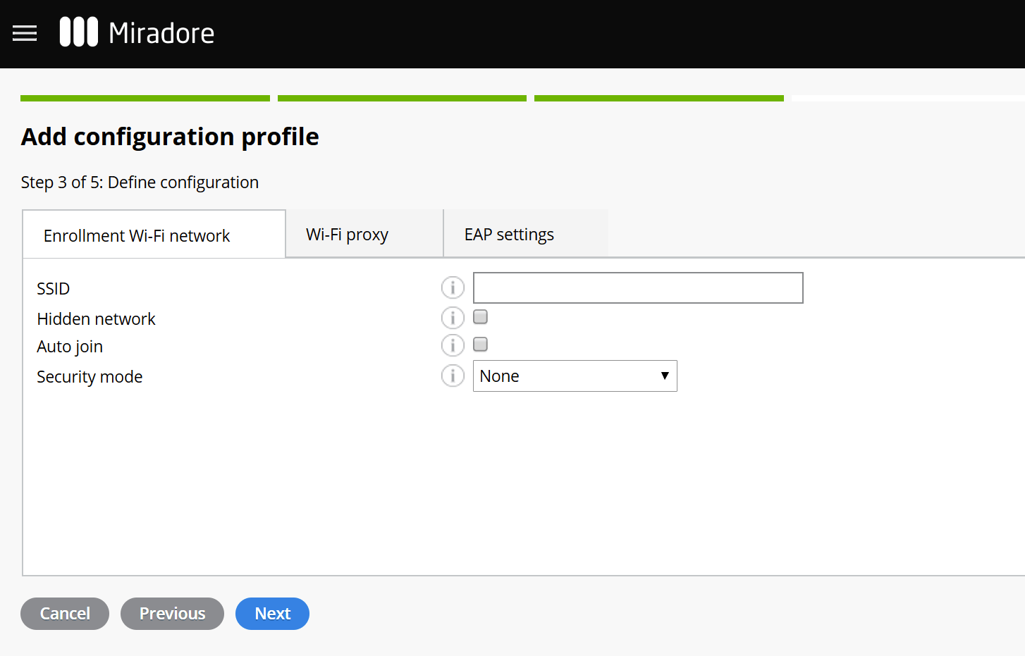 miradore ios wifi setup