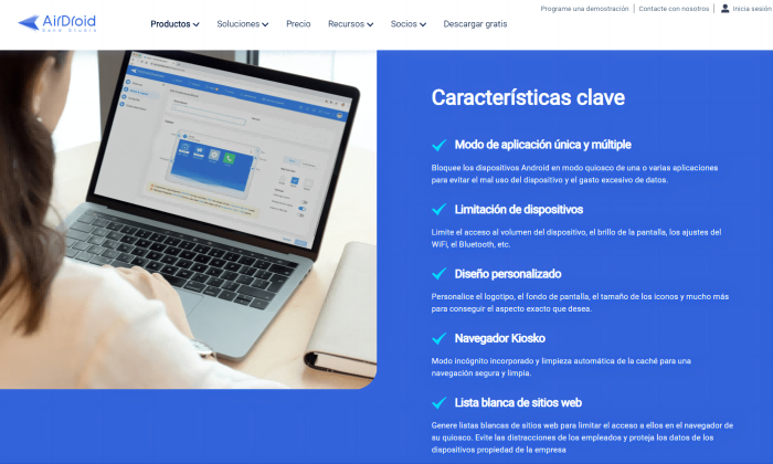 modo kiosco de airdroid business